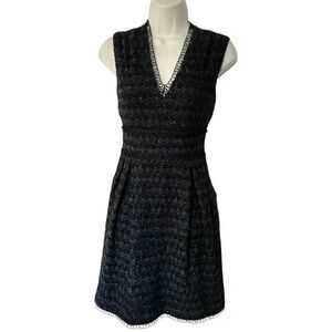 Adam Lippes Tweed Sheath dress size 6 women’s sparkle sleeveless cocktail navy